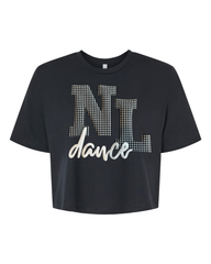 BLACK/WHITE GINGHAM NL WHITE DANCE - BLACK CROP TEE