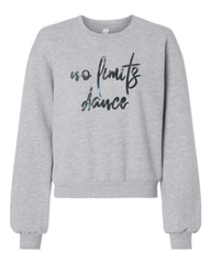 BLACK METALLIC NO LIMITS DANCE - GREY CROP FLEECE CREW