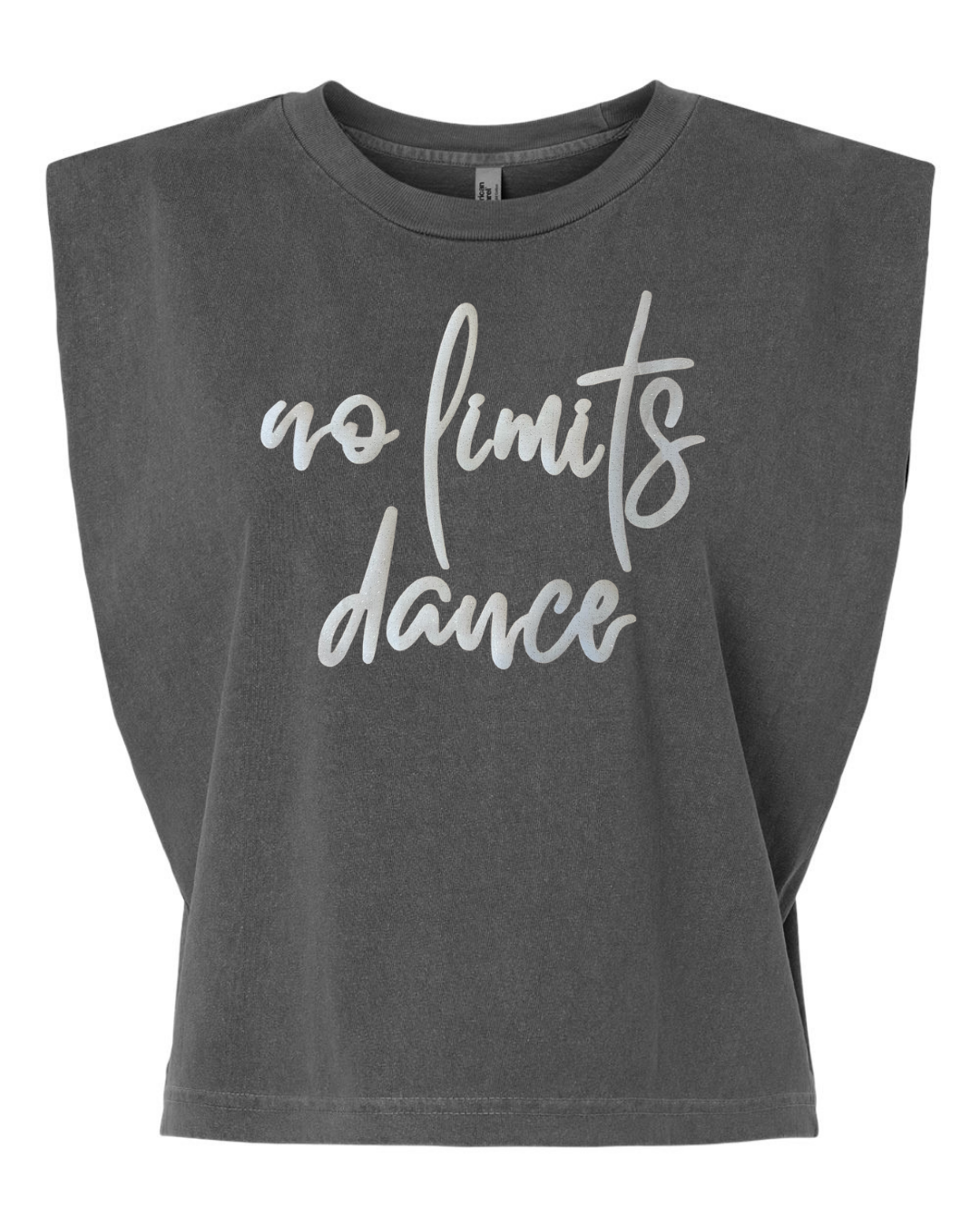 WHITE SPARKLE NO LIMITS DANCE - WASHED BLACK MUSCLE TEE