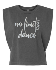 WHITE SPARKLE NO LIMITS DANCE - WASHED BLACK MUSCLE TEE
