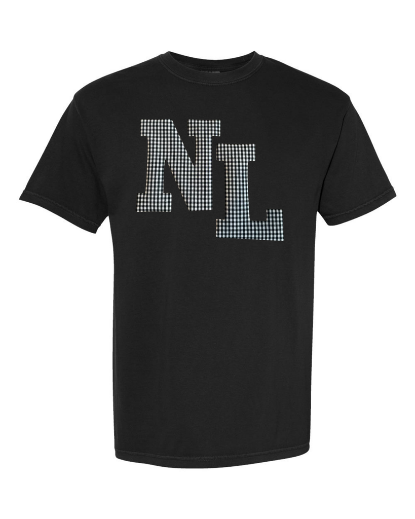 BLACK/WHITE GINGHAM NL - BLACK TEE