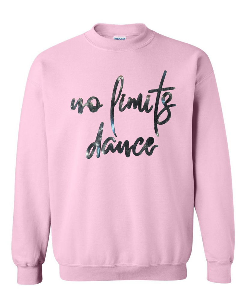 BLACK METALLIC NO LIMITS DANCE - PINK GILDAN CREW - YOUTH + ADULT