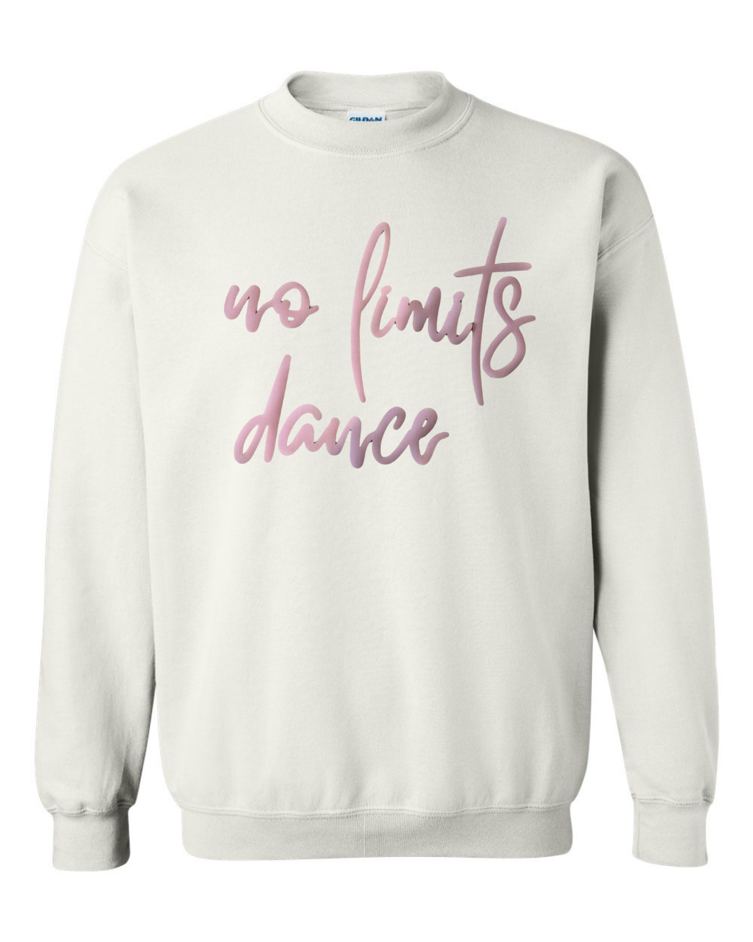 LIGHT PINK NO LIMITS DANCE - WHITE GILDAN CREW - YOUTH + ADULT