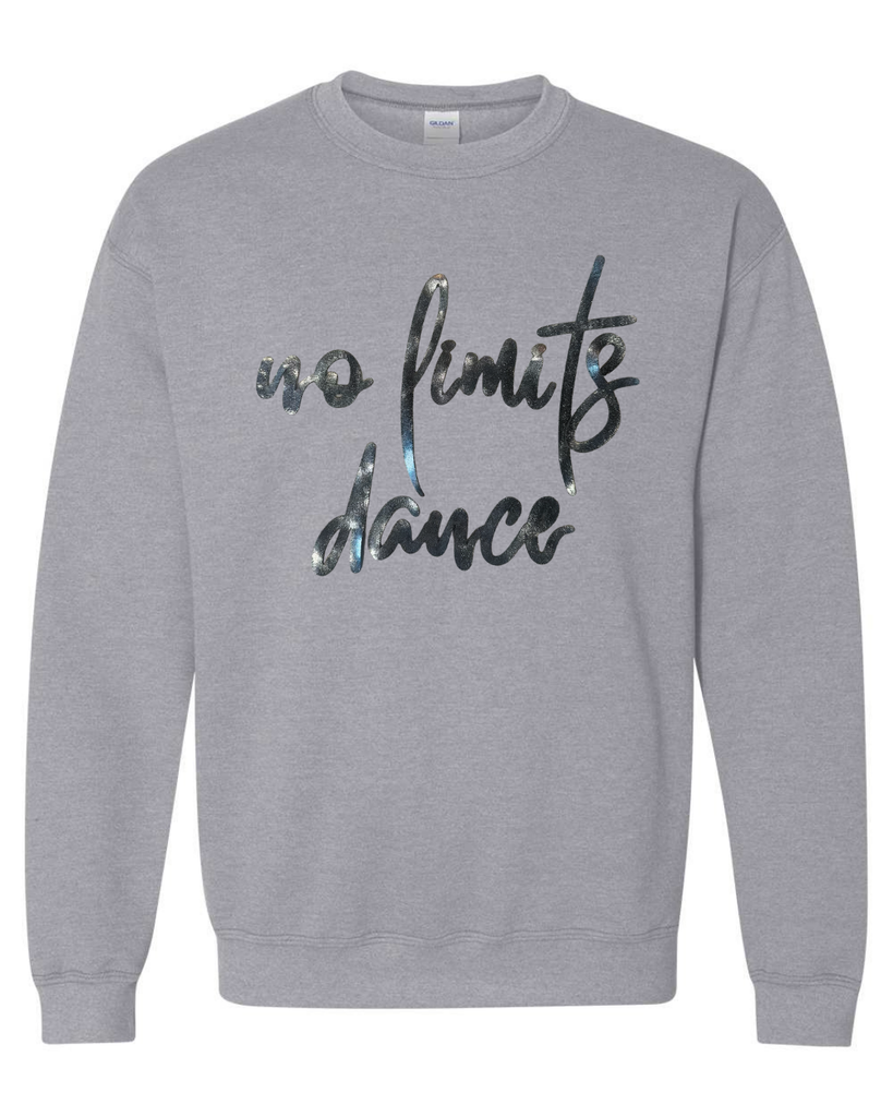 BLACK METALLIC NO LIMITS DANCE - SPORT GREY GILDAN CREW - YOUTH + ADULT
