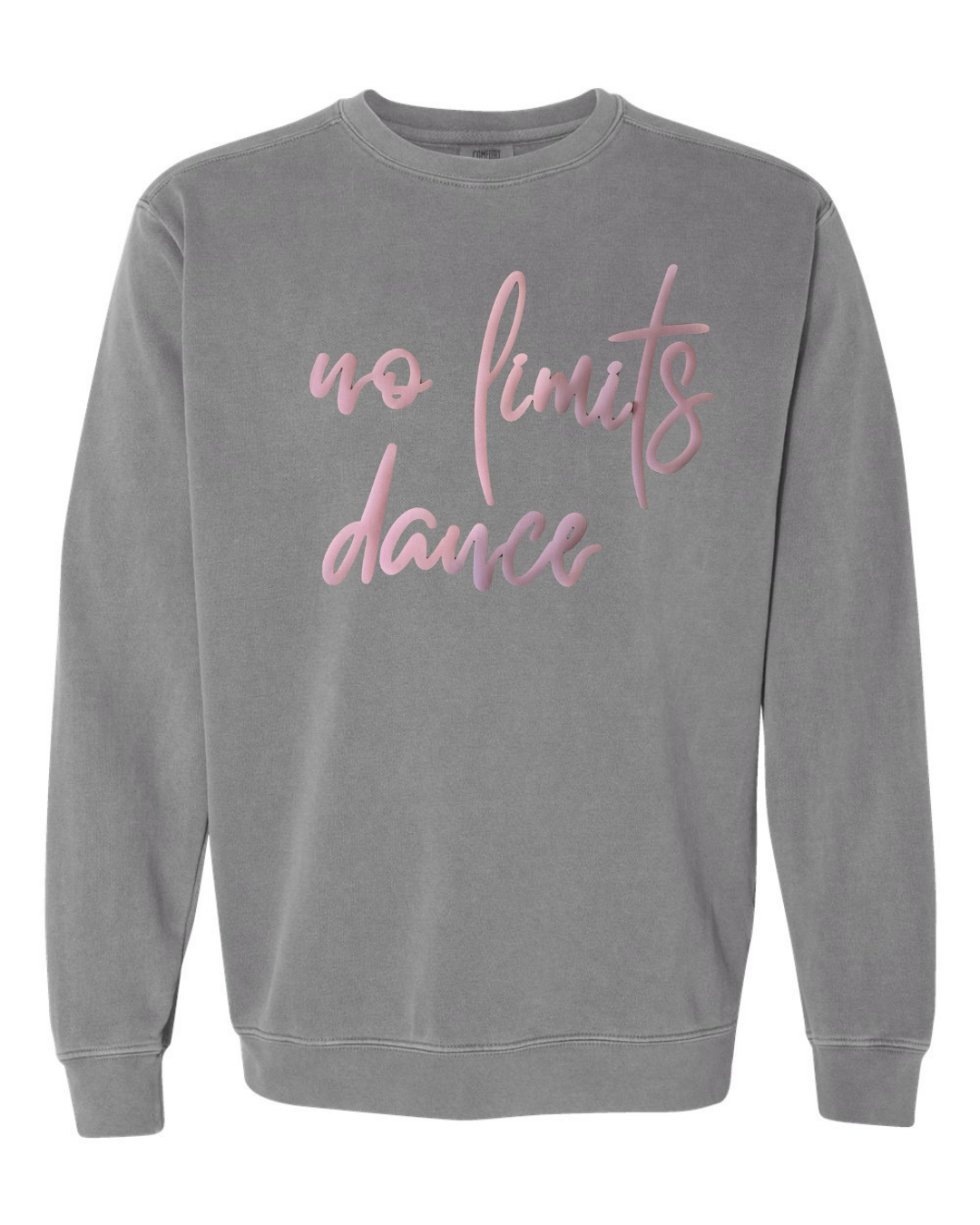 LIGHT PINK NO LIMITS DANCE - GREY COMFORT COLORS CREW