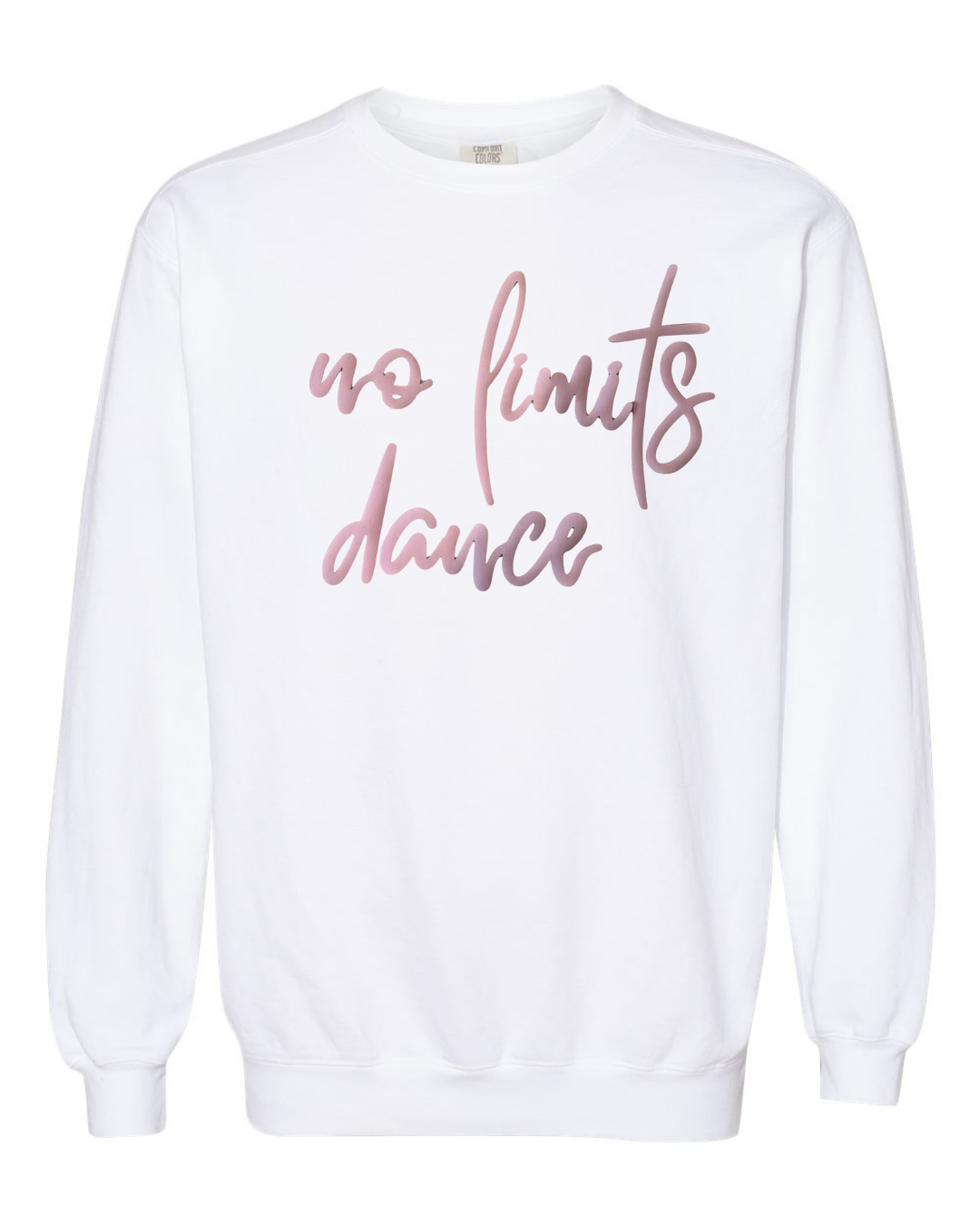 LIGHT PINK NO LIMITS DANCE - WHITE COMFORT COLORS CREW