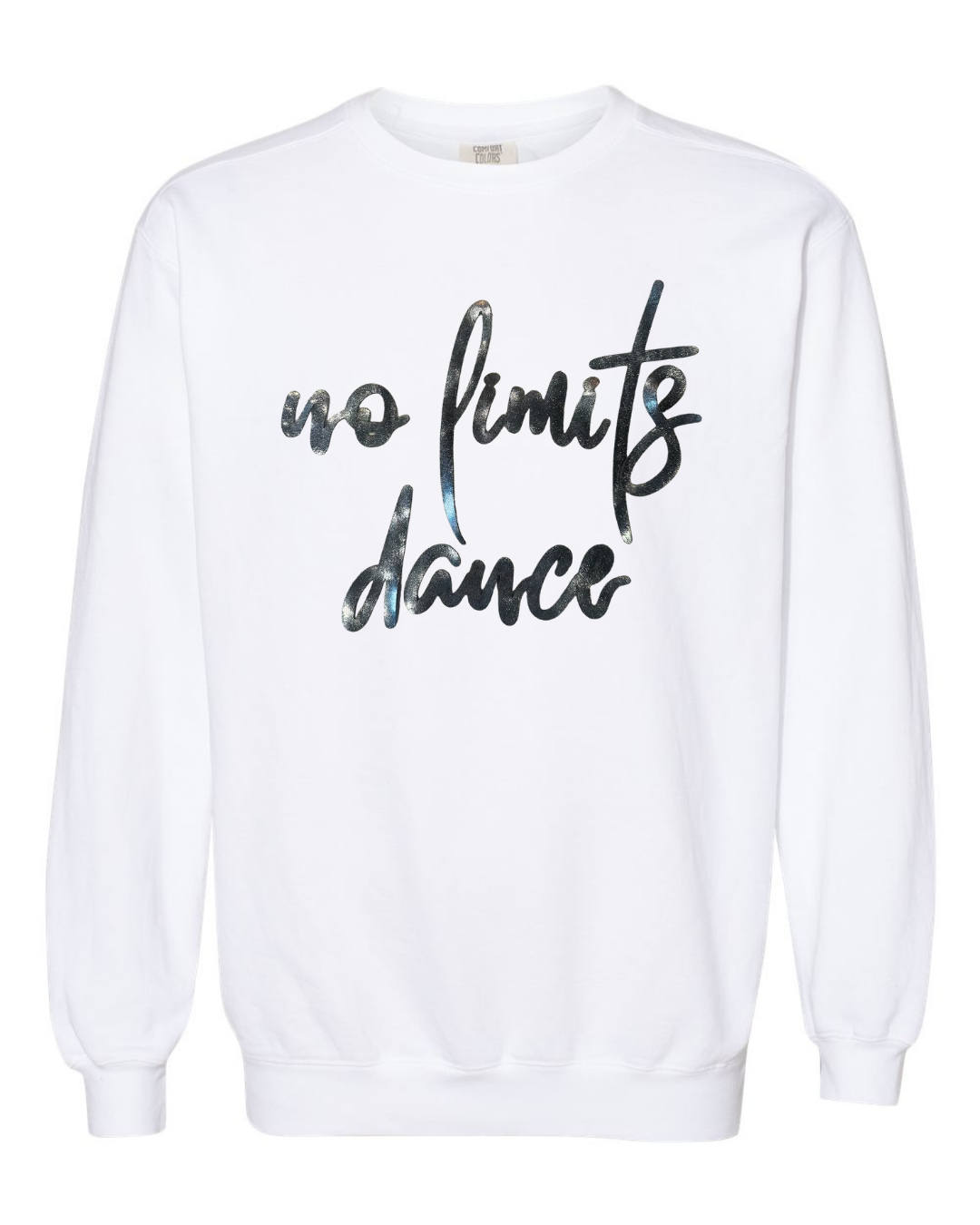 BLACK METALLIC NO LIMITS DANCE - WHITE COMFORT COLORS CREW