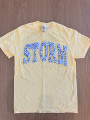 BLUE FLORAL STORM - BANANA YELLOW TEE
