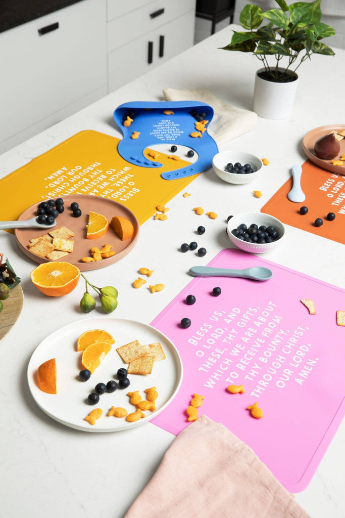 Be A Heart - Meal Blessing Silicone Placemat | Catholic Placemat | Kids: Bubblegum
