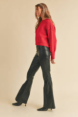 AEMI + CO - 3115CK Regina Sweater: Red / L / Knit