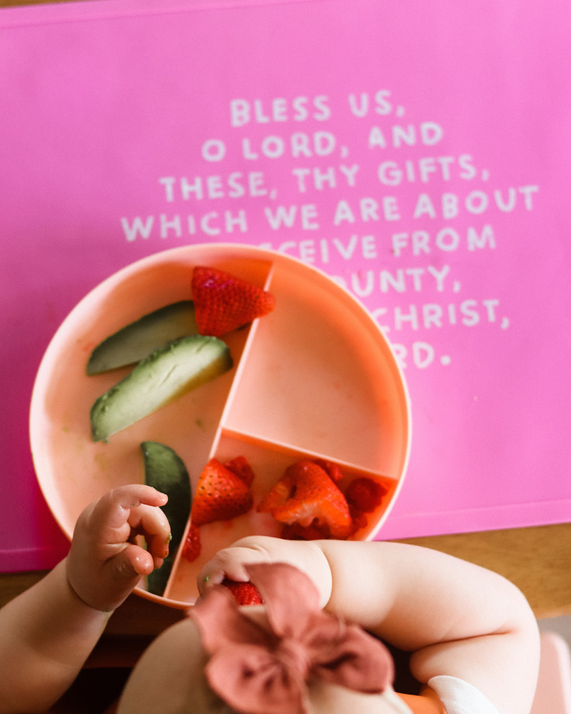 Be A Heart - Meal Blessing Silicone Placemat | Catholic Placemat | Kids: Bubblegum