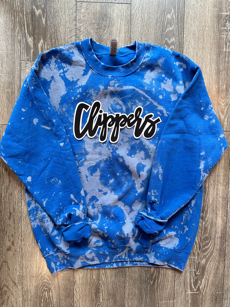 CURSIVE CLIPPERS - BLUE DYED CREW