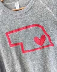 RED METALLIC STATE + HEART - GREY TEDDY CREW