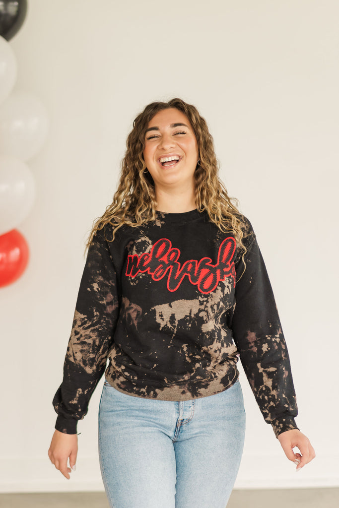 BLACK DYED NEBRASKA CREW