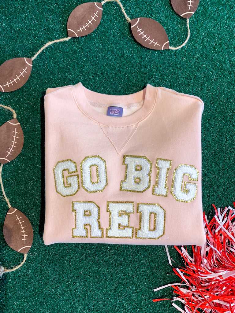CHENILLE GO BIG RED - PINK SUEDED CREW🌷