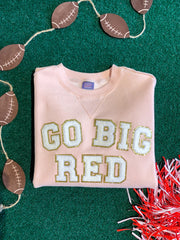 CHENILLE GO BIG RED - PINK SUEDED CREW🌷