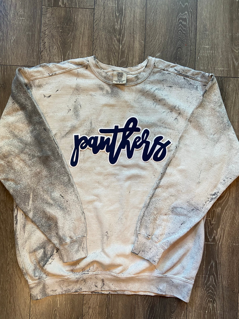 NAVY/WHITE PANTHERS - GREY COMFORT COLORS DYED CREW