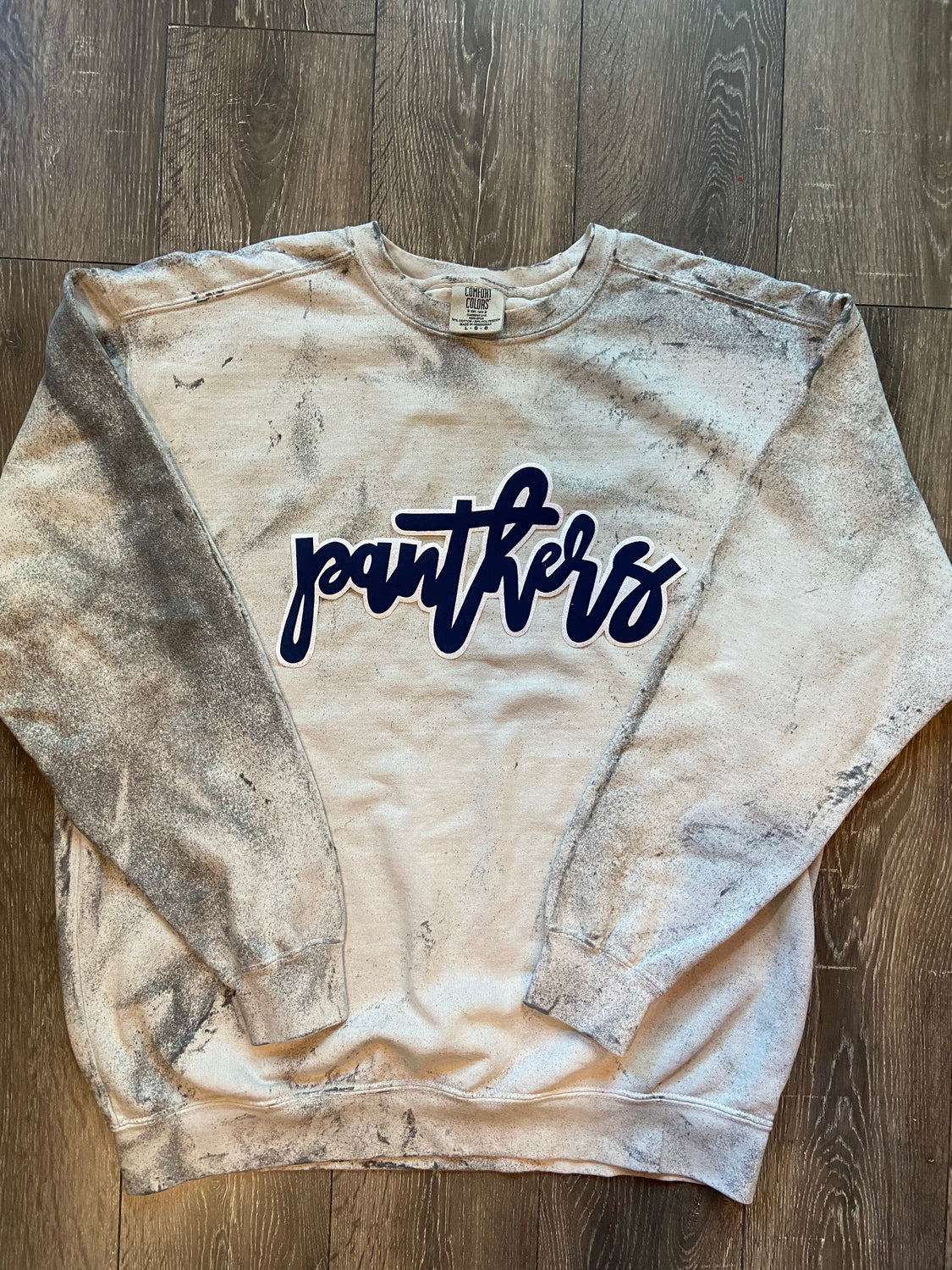 NAVY/WHITE PANTHERS - GREY COMFORT COLORS DYED CREW