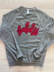 CURSIVE REBELS - GREY FLEECE CREW