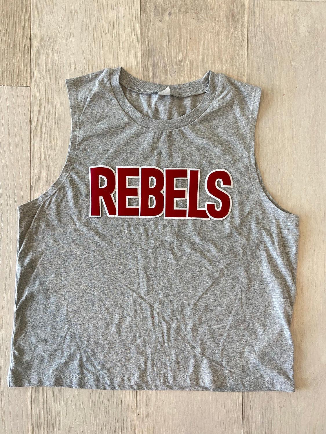 BLOCK REBELS - GREY CROP MUSCLE TANK