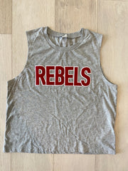 BLOCK REBELS - GREY CROP MUSCLE TANK