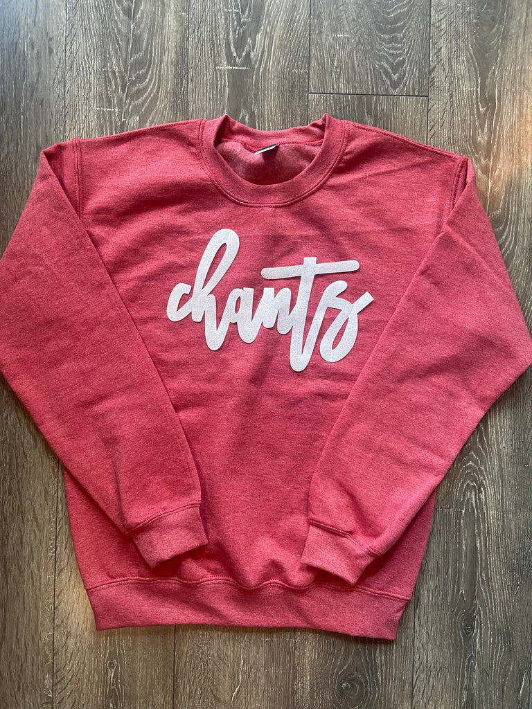 CURSIVE CHANTS - HEATHER SCARLET CREW (YOUTH + ADULT)
