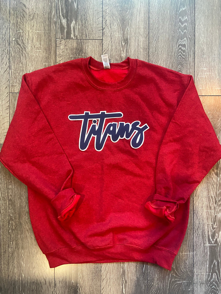 NAVY TITANS - RED GILDAN CREW