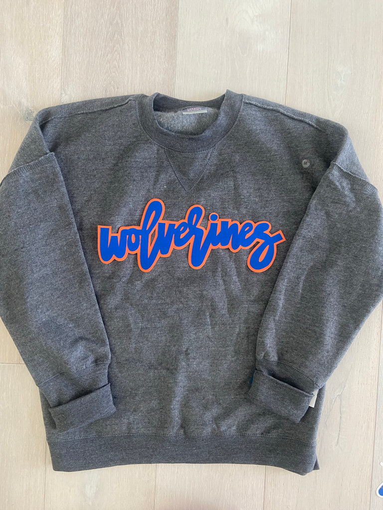 WOLVERINES - GREY SUEDED CREW