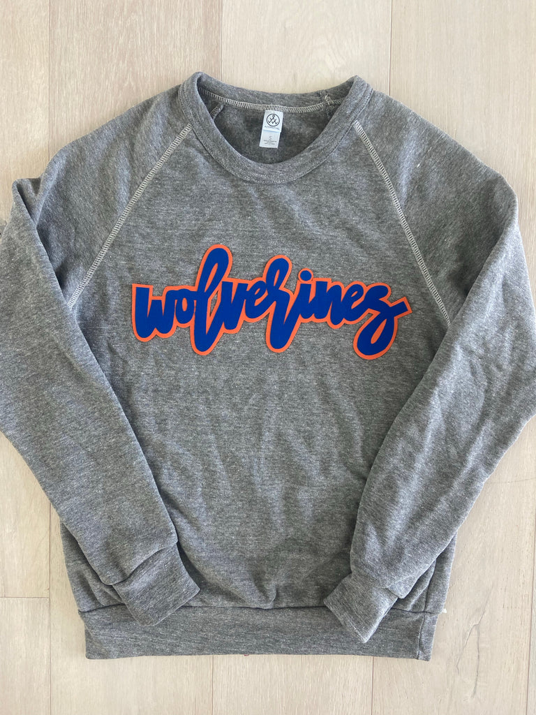 WOLVERINES - GREY FLEECE CREW