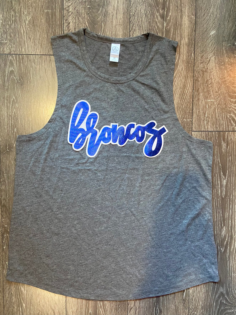 BRONCOS - GREY MUSCLE TANK