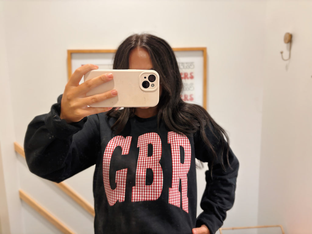 VARSITY RED GINGHAM GBR - BLACK CREW (YOUTH + ADULT)