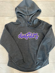 PURPLE/GOLD DUSTERS - GREY ANGLE FLEECE HOODIE - YOUTH + ADULT