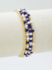 MiMi Wholesale - CB2285 4 Piece CCB Glass Bead Stretch Bracelet Set: Red White