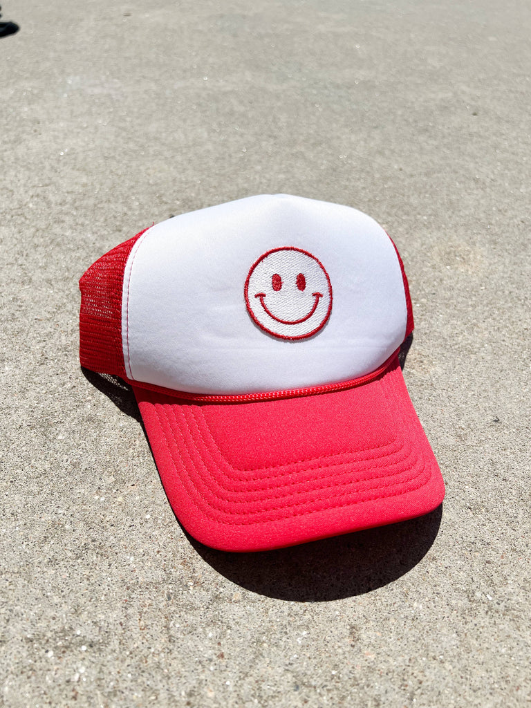 402threads - Smiley Trucker Hat - Red