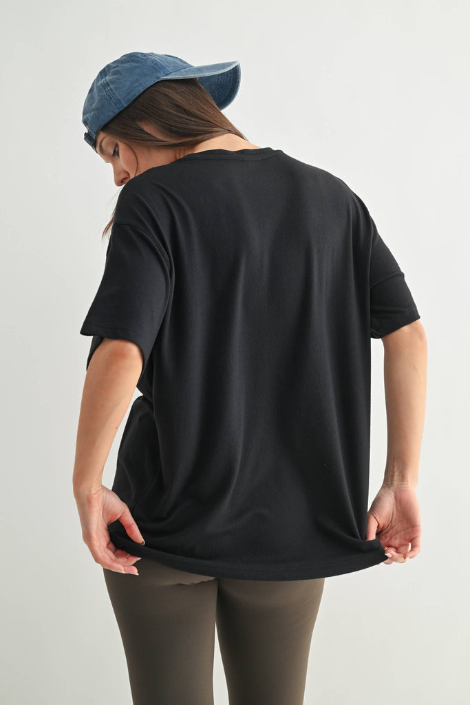 Mono B - Brushed Hacci Oversized Boyfriend Tee: 2TONE GREY / S:M:L (2:2:2)