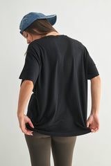 Mono B - Brushed Hacci Oversized Boyfriend Tee: 2TONE GREY / S:M:L (2:2:2)