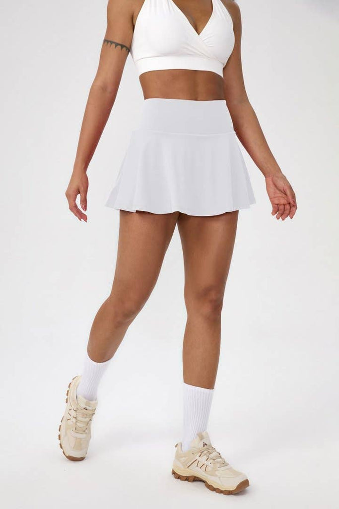 Active by Anna-Kaci - High Waist Athletic Skort Built In Shorts Pocket: Red / XL