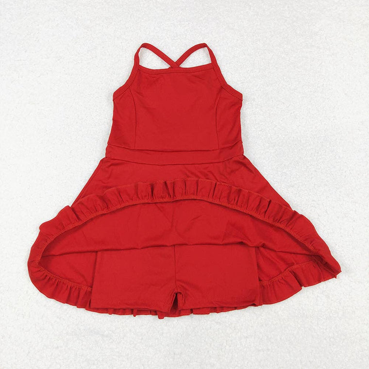 Aier Wholesale - Baby Girls Red Athletic Active Wear Knee Length Dresses: 14-16T