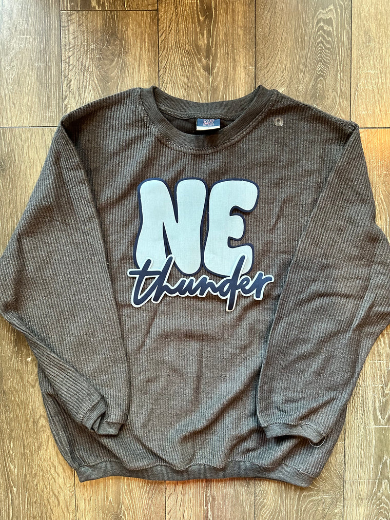 NE THUNDER - GREY RIBBED CREW