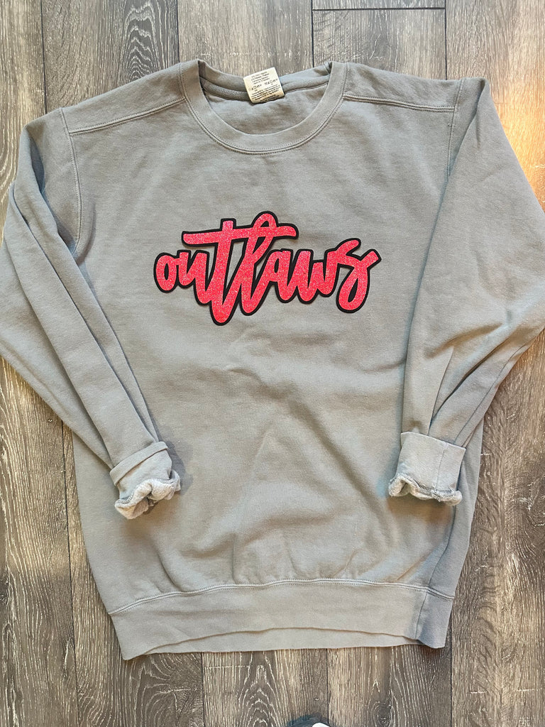 CURSIVE OUTLAWS - GREY COMFORT COLORS CREWNECK