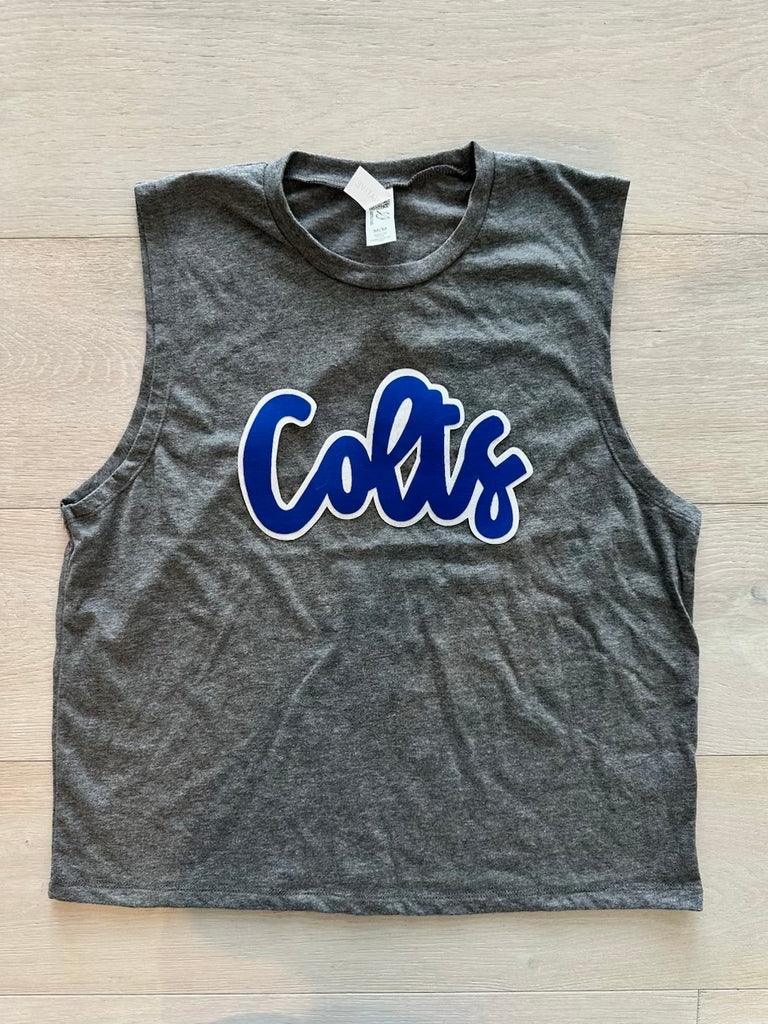 COLTS - GREY CROP MUSCLE TANK