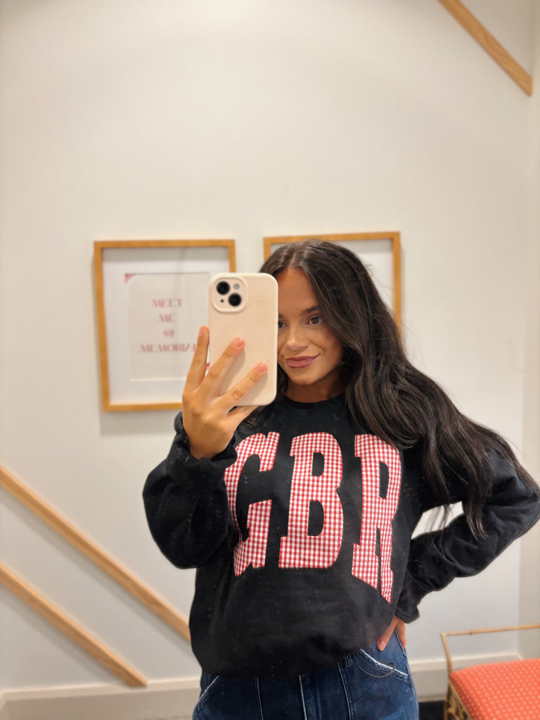 VARSITY RED GINGHAM GBR - BLACK CREW (YOUTH + ADULT)