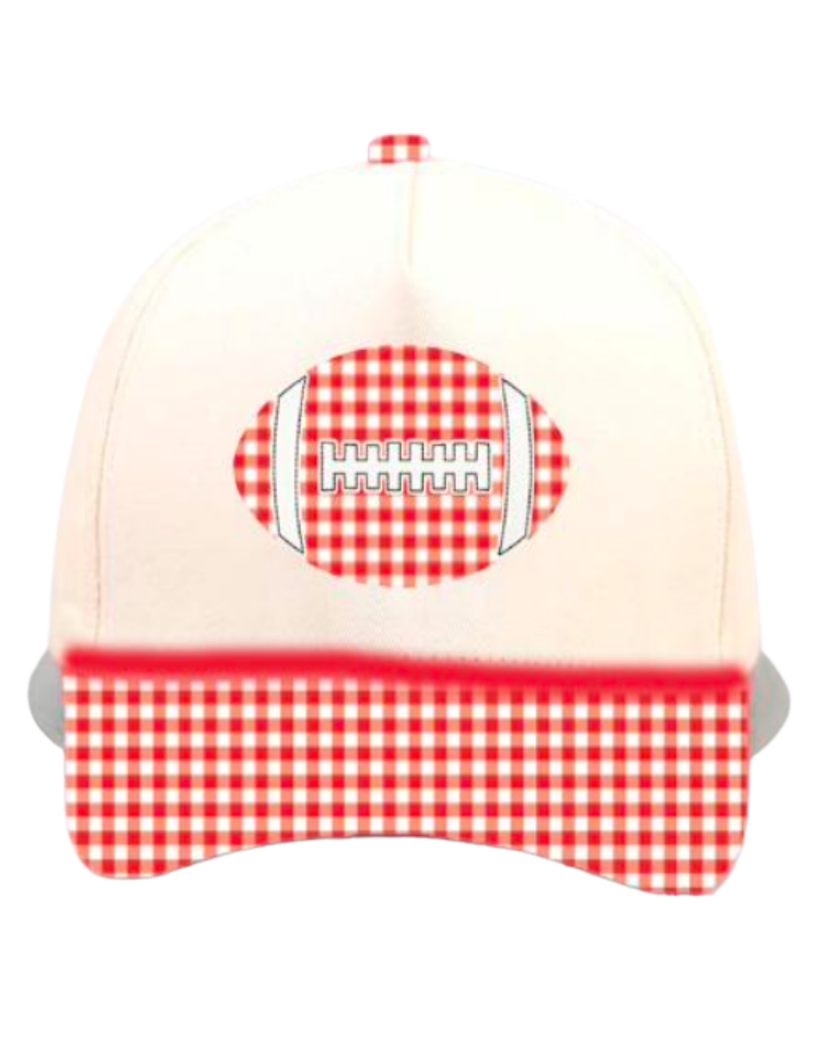 Summer Tees - GINGHAM FOOTBALL CANVAS CAP: RED/NATURAL