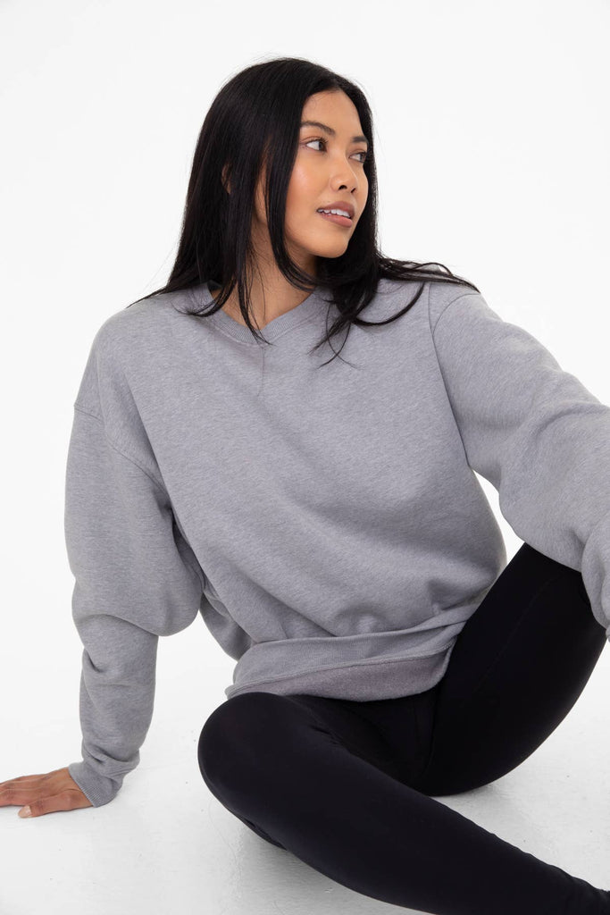 Mono B - Oversized Fleece Sweatshirt: HEATHER GREY / S:M:L (2:2:2)