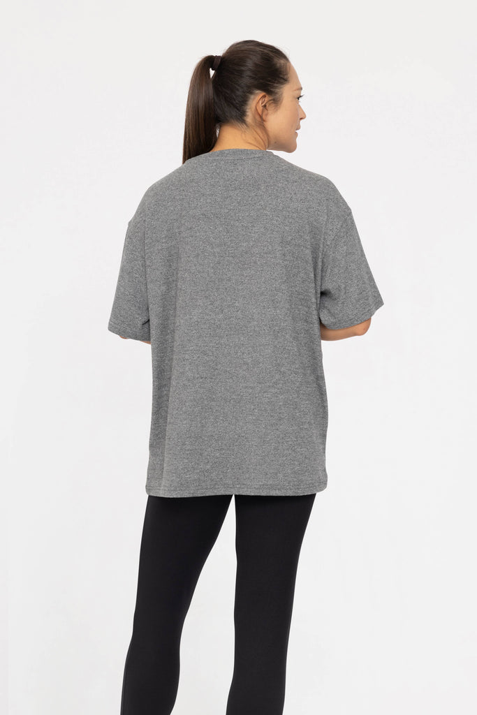 Mono B - Brushed Hacci Oversized Boyfriend Tee: 2TONE GREY / S:M:L (2:2:2)