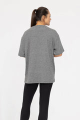 Mono B - Brushed Hacci Oversized Boyfriend Tee: 2TONE GREY / S:M:L (2:2:2)