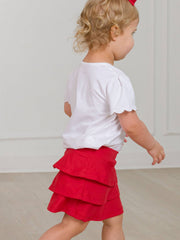 RuffleButts + RuggedButts - Girls Red Tiered Active Skort: Red / 3T