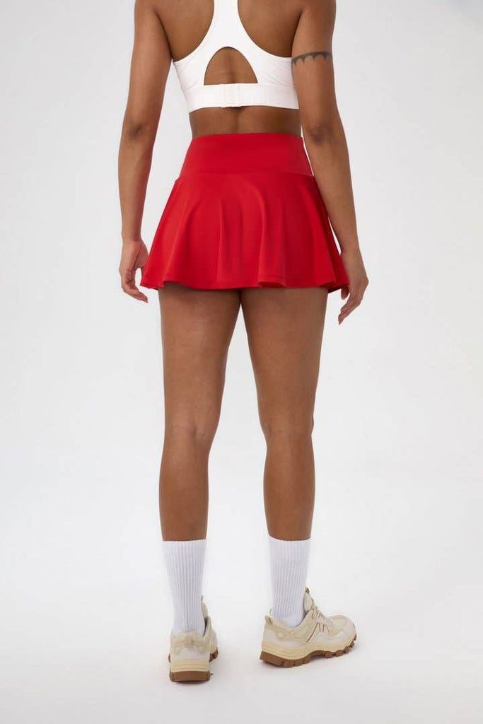 Active by Anna-Kaci - High Waist Athletic Skort Built In Shorts Pocket: Red / M
