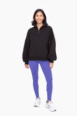 Mono B - Oversized Half Zip Pullover: Black / S:M:L (2:2:2)