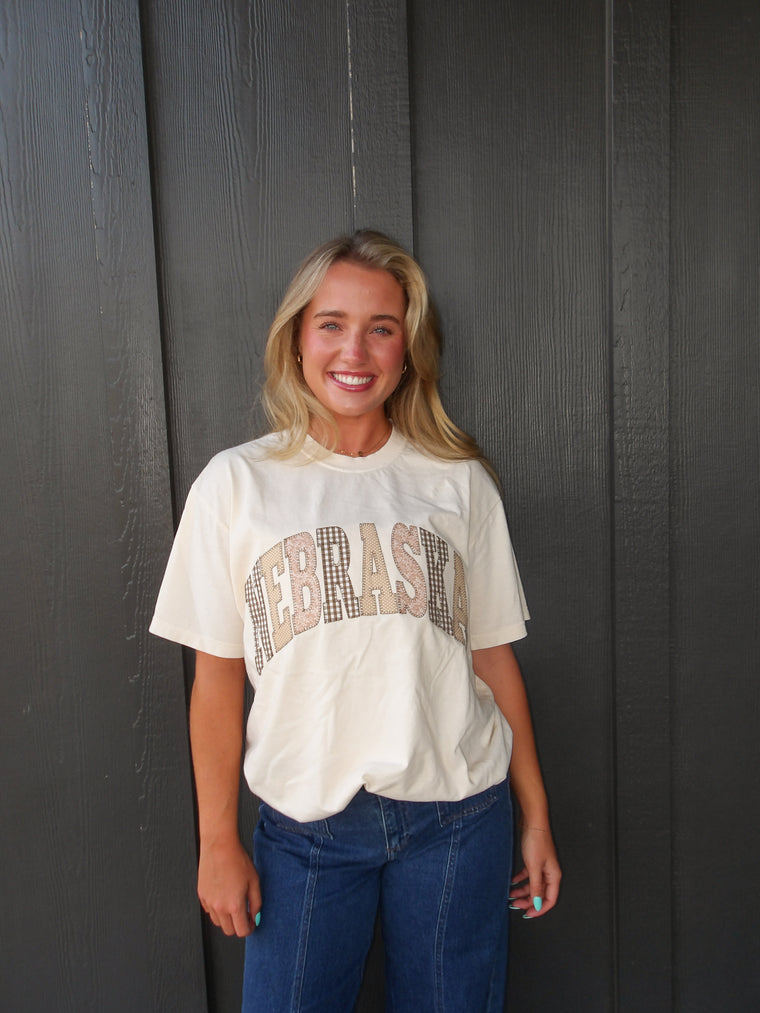 NEUTRAL PATCHWORK NEBRASKA - IVORY TSHIRT
